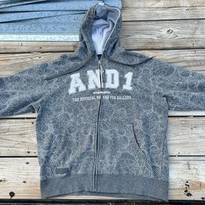 Vintage Y2K And1 Hooded Zip up Jacket The Official Brand For Ballers Mens Sz XL